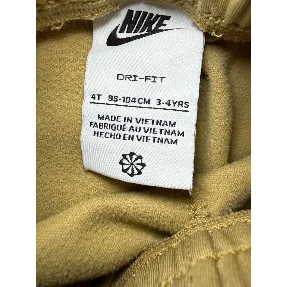 Nike Tracksuit Set Boys 4T Khaki Dri-FIT Zip Hoodie and Joggers - Picture 5 of 7